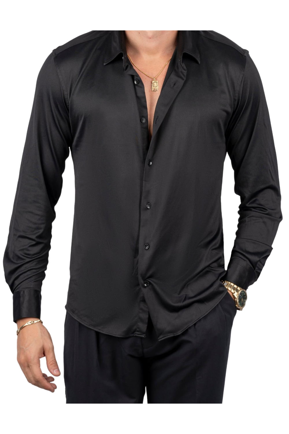 Ανδρικό πουκάμισο DEZIGN D-24448 Μαύρο