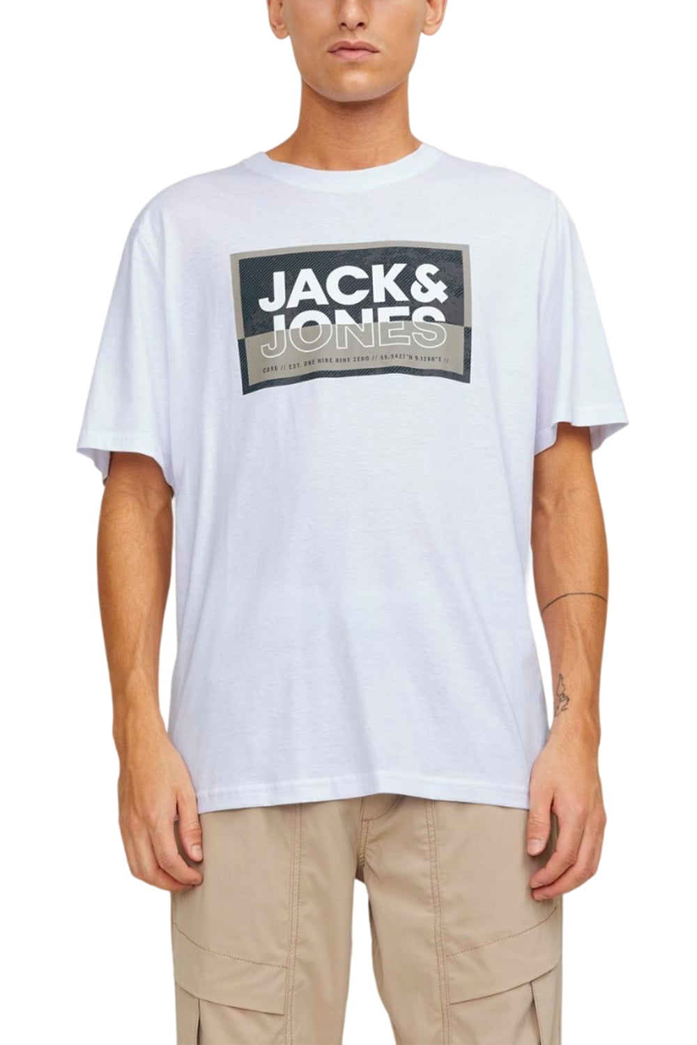 Ανδρική Μπλούζα Jack & Jones 12253442 Ασπρο